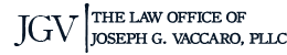 The letters JGV in large font,
                    next to the words 'the law office of joseph g vaccaro'